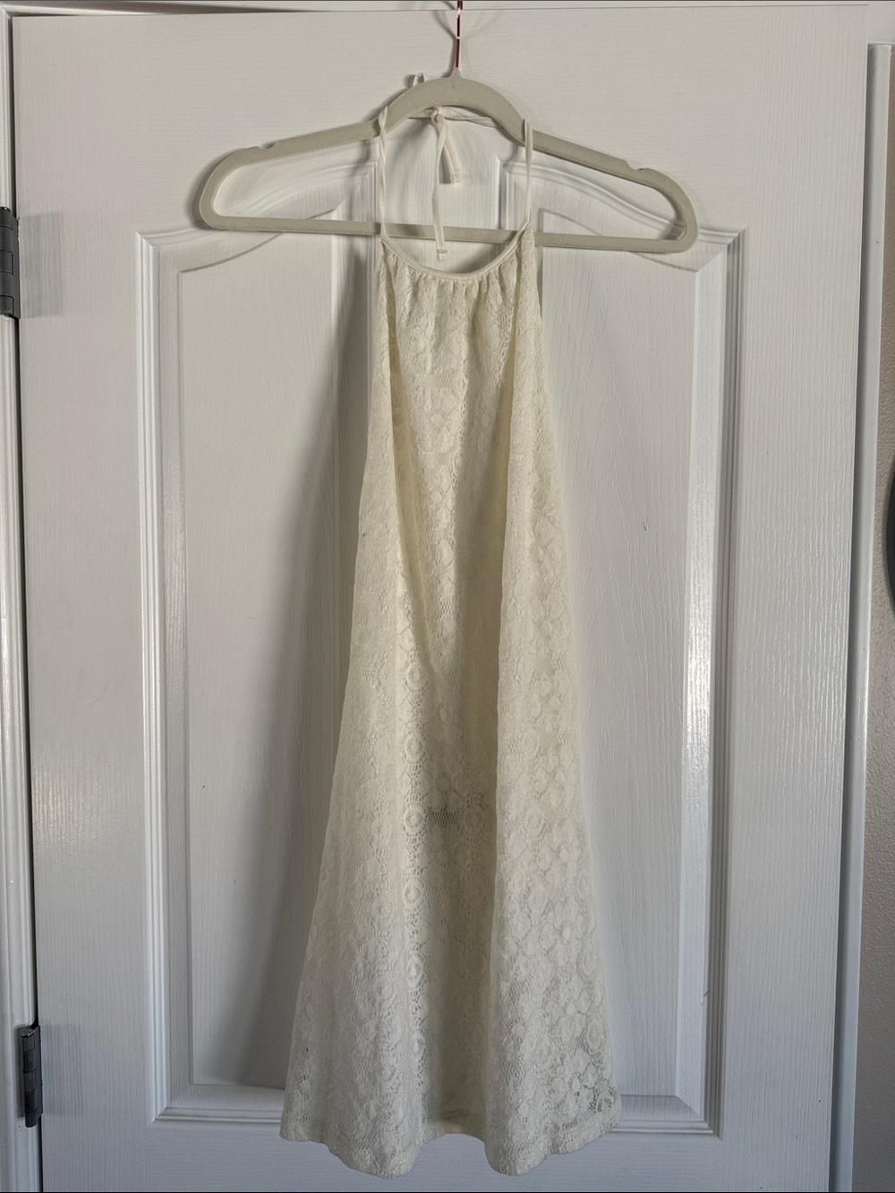 Motel Rocks Cream Lace Backless Halter Dress